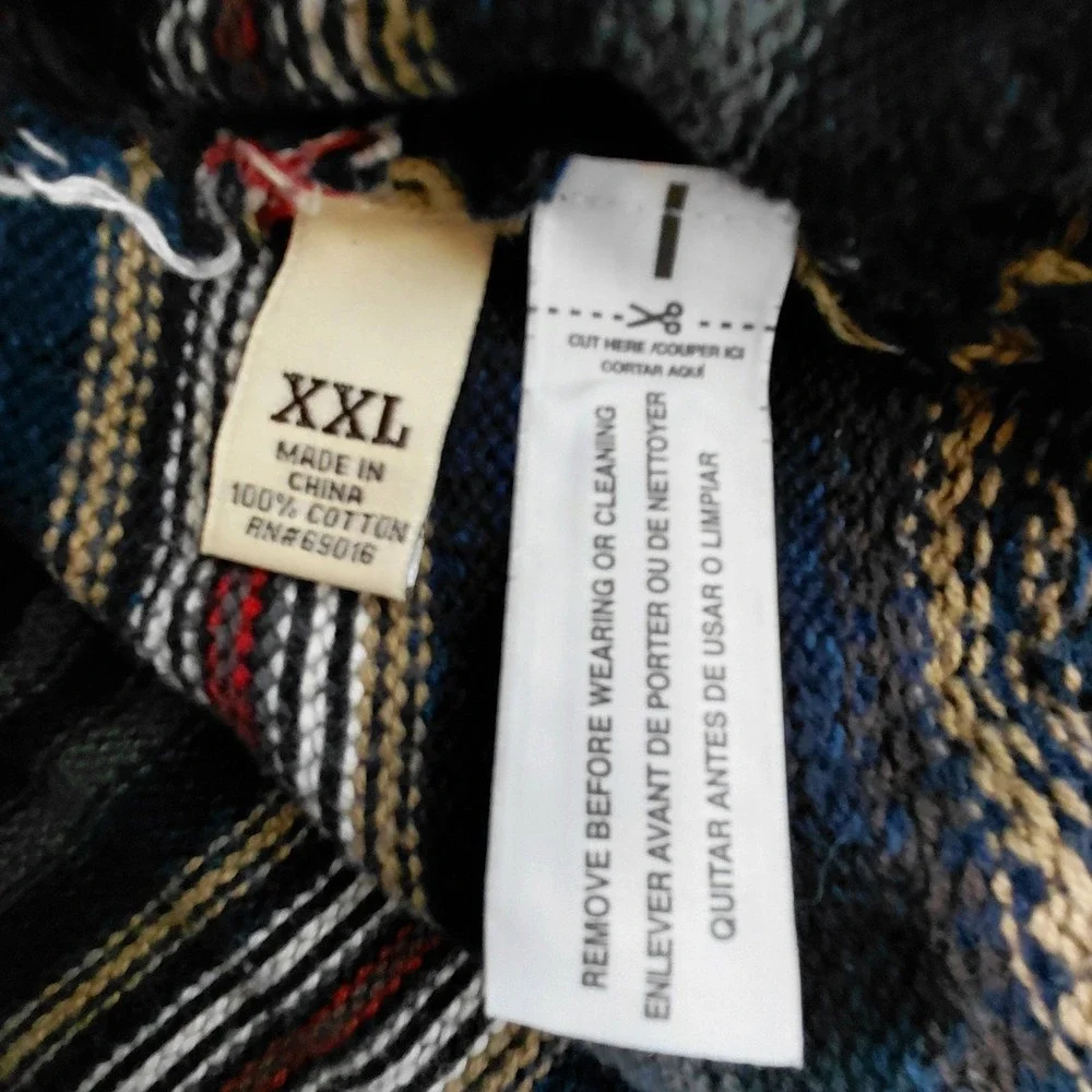 Ruff Hewn Hooded Sweater Fair Isle Knit Men's Size XXL 2XL Knit‎ Pullover Button